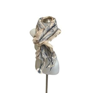 Elegant Handmade Nuno Felted Chic Blue and Cream Women's Scarf